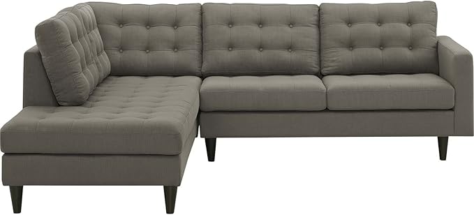 Modway EEI-2798-GRA Empress Mid-Century Modern Upholstered Fabric Left-Facing Sectional Sofa in Granite