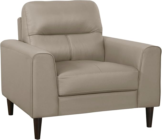 Lexicon 3 Piece Living Room Furniture Sets,Top Grain Leather Match Living Room Sofa Set, Track Arms, Solid Wood Legs, Comfy Couches Including Chair, Loveseat & Sofa, 3 Pieces, Latte