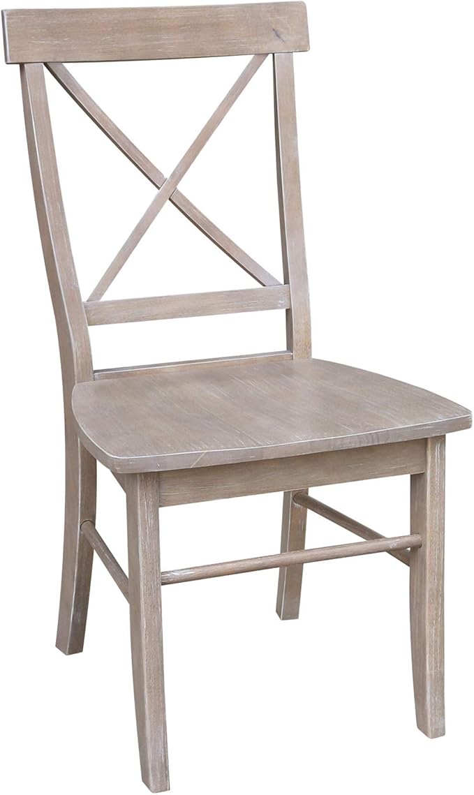 IC INTERNATIONAL CONCEPTS 36" Round Extension Dining Table with Two Chairs Washed Gray Taupe
