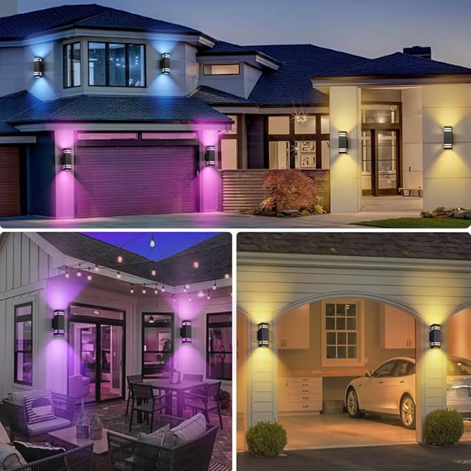 SHIMR Smart Outdoor Lights, RGBCW Color Changing Outdoor Lights, Modern Exterior Lighting Fixture Aluminum with Remote Control, Black Up and Down Lighting for House Compatible with Alexa [ETL Listed]