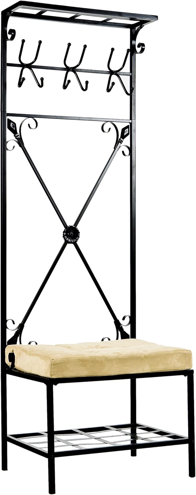 SEI Furniture Dovanti Entryway Storage Rack/Bench Seat, Black