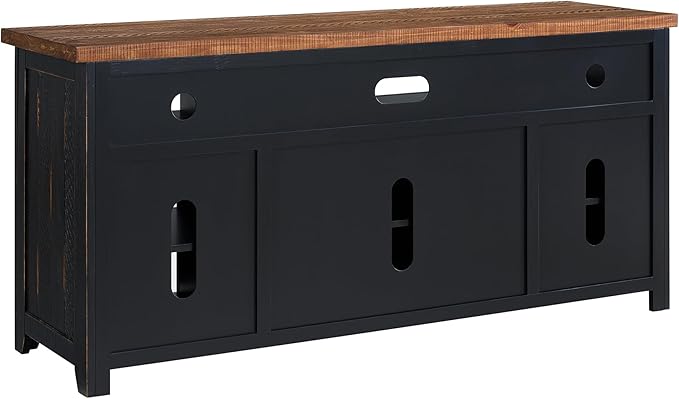 Martin Svensson Home Foundry 65" Black and Honey Solid Wood TV Stand with Storage