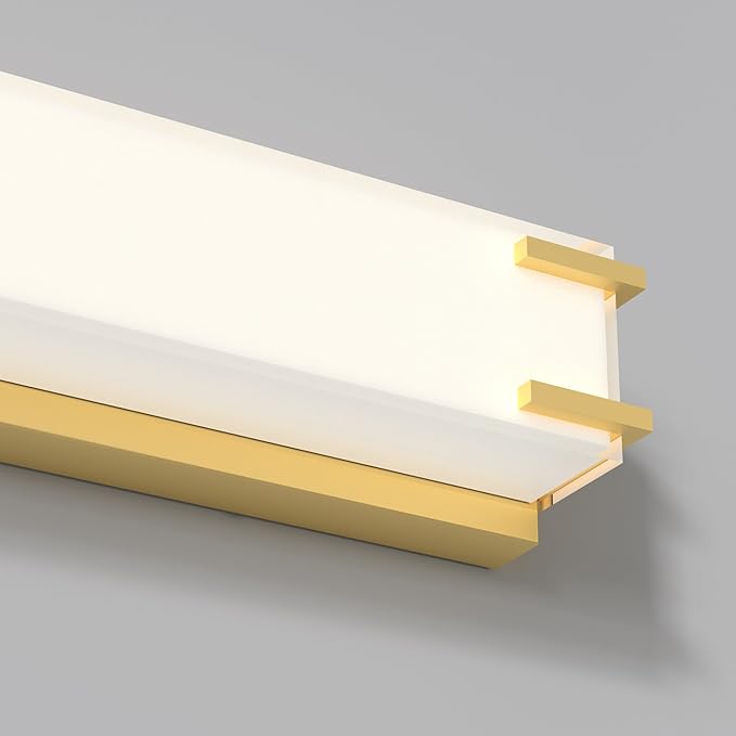 LED Bathroom Light Fixtures Over Mirror 24.4” Vanity Light with Milky White Lampshade 4000K Daylight Chrome Finishing Bath Bar (Gold)