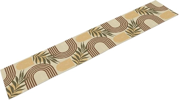 Mid Century Modern Table Runner Tropical Palm Leaves Boho Rainbow Decor for Dresser Coffee Table Dining Indoor Kitchen Wedding Holiday Picnic Party Camp 13x120in