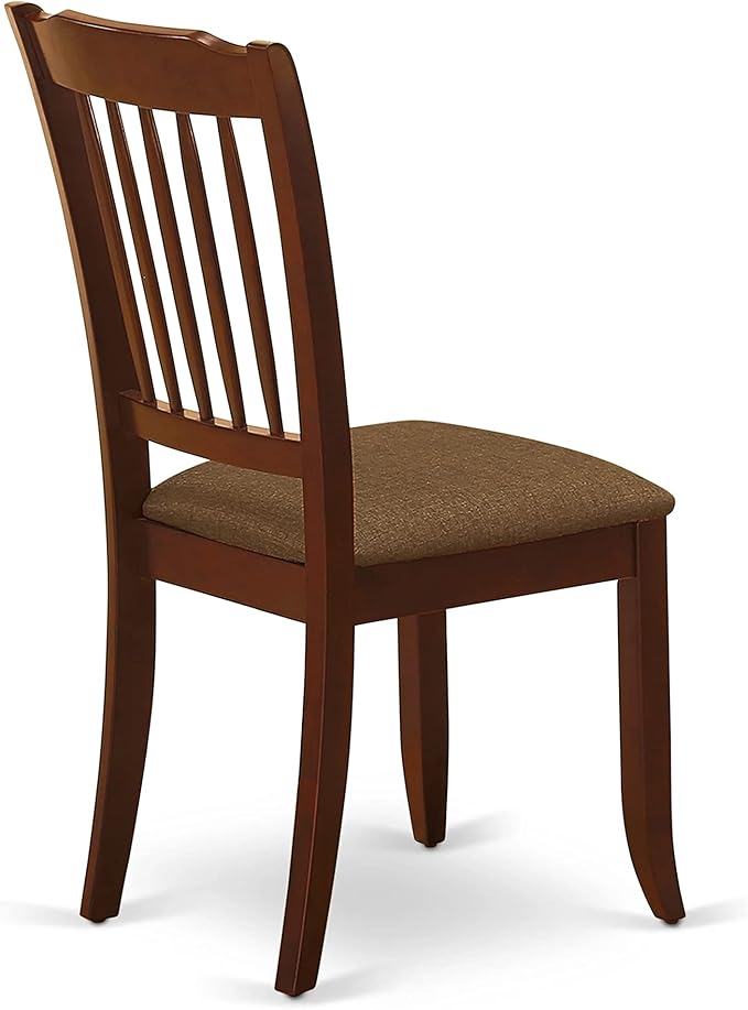 East West Furniture DAC-MAH-C Danbury Dining Room Chairs - Linen Fabric Upholstered Solid Wood Chairs, Set of 2, Mahogany
