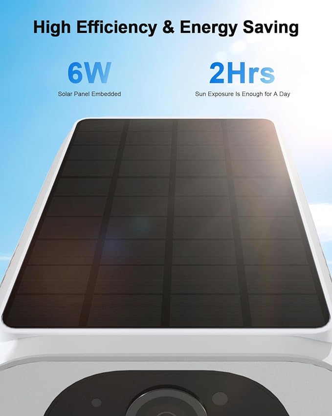 ANRAN 2K Solar Security Cameras Wireless Outdoor, 2.4Ghz WiFi Surveillance Outdoor Camera for Home Security with Embedded Solar Panel, Color Night Vision, 2-Way Talk, IP67 Waterproof, Work with Alexa