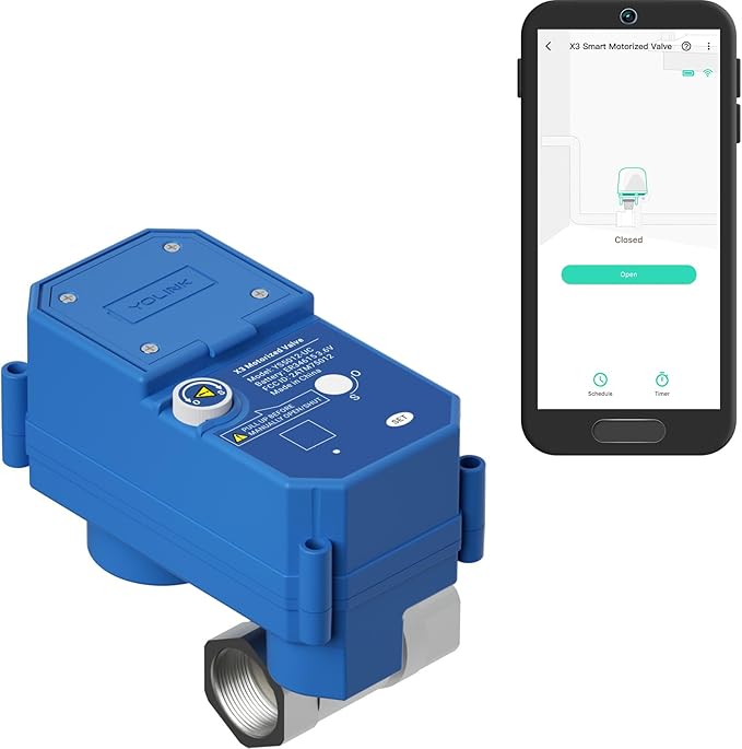 NSF Certified YoLink X3 Smart 1" Motorized Stainless Steel Ball Valve, LoRa Long-Range, 10-Year Battery, D2D Offline with Leak Sensors, Alexa/IFTTT/Home Assistant, Hub Required – YS5012