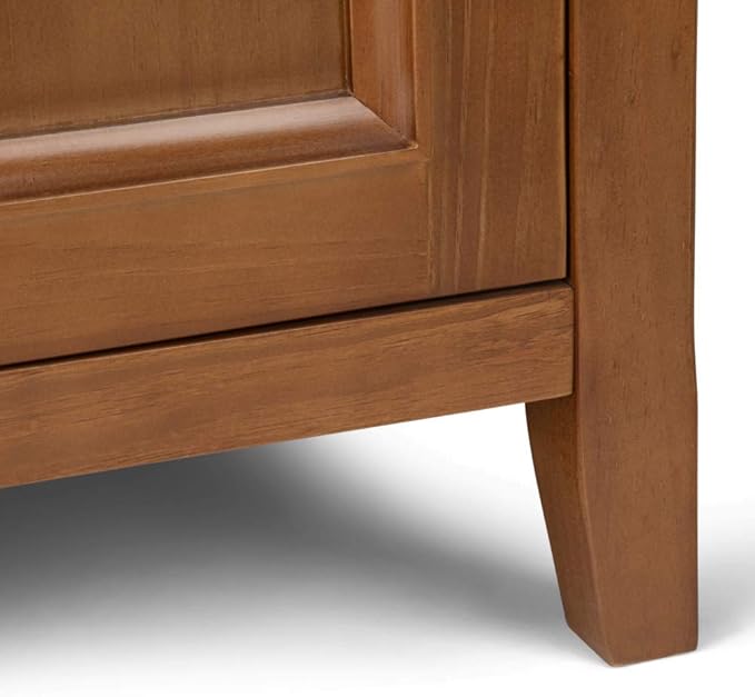 SIMPLIHOME Amherst SOLID WOOD 37 Inch Wide Transitional Medium Storage Cabinet in Light Golden Brown, with 4 Functional Drawers, 1 Door, 2 Adjustable Shelves