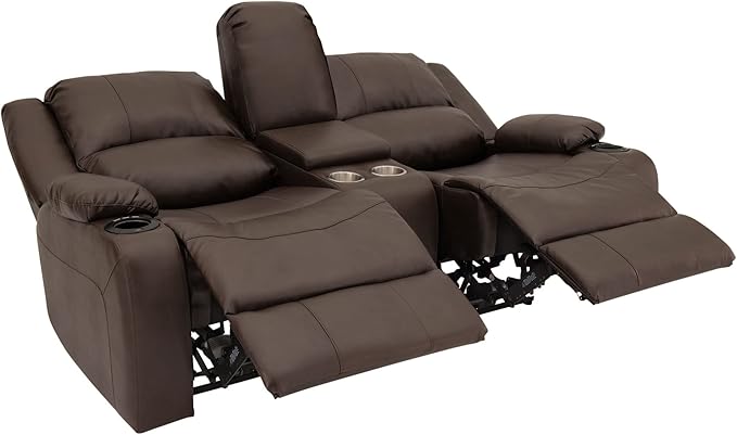 RecPro Charles 70" Powered Double RV Wall Hugger Recliner Sofa | Loveseat | RV Furniture with Upgraded 2023 Fabric (Chestnut)