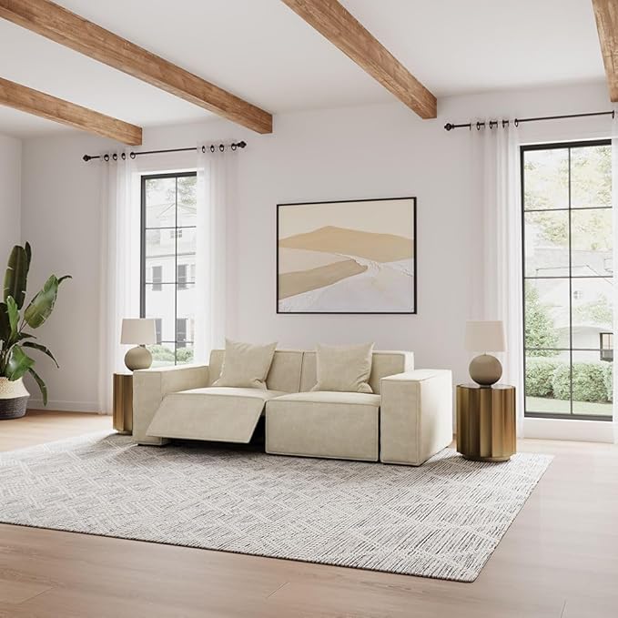 85" Power Sofa,Modular Sectional Couches for Living Room, Modern Large Reclining Loveseat, Comfy Velvet Cloud Couch with Deep Seat, Pet Friendly, Free Combination for Home(Beige)