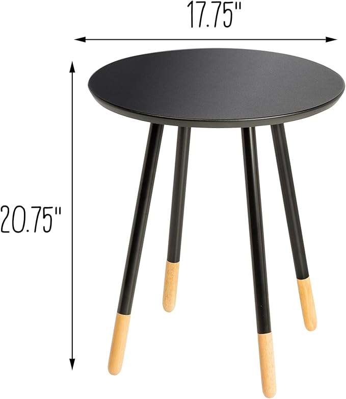 Honey-Can-Do Side Table, Small End Table, Tall Nightstand for Living Room, Bedroom, Office, Bathroom, Black