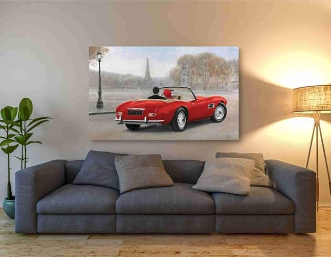 Epic Graffiti 'A Ride in Paris III Red Car' by Marco Fabiano, Canvas Wall Art, 60"x40"