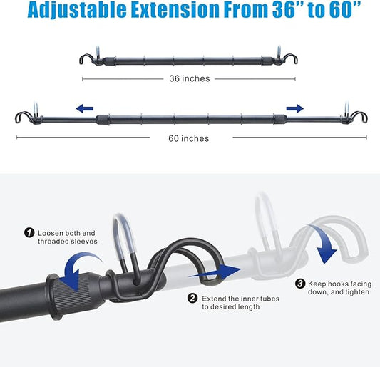 Car Travel Clothes Hanger Bar Expandable 36''-60'' Clothing Rack for Truck SUV Closet Auto-Adaptive Hanging Rod Holds Up to 150 lbs, Road Trip Garment Drying Pole For Vehicles(No Assembly Required)