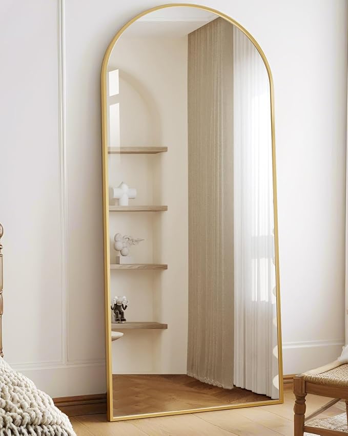 71"x26" Arched Full-Length Mirror with Explosion-Proof HD Glass - Oversized Floor or Wall-Mounted Full Body Mirror for Bedroom, Living Room, and Cloakroom (Gold)