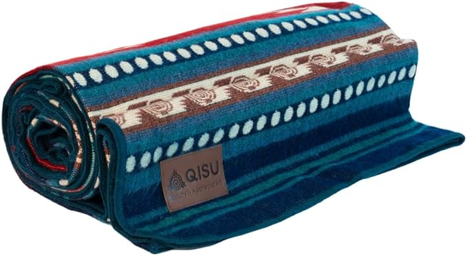 QISU Wool Blanket Throw | Large, Beautiful, Warm, Variegated | 94 x 78 inches | Ultra-Soft, Hypoallergenic and Breathable | Non-Itchy or Scratchy Fabric (Ice Heritage Bear)