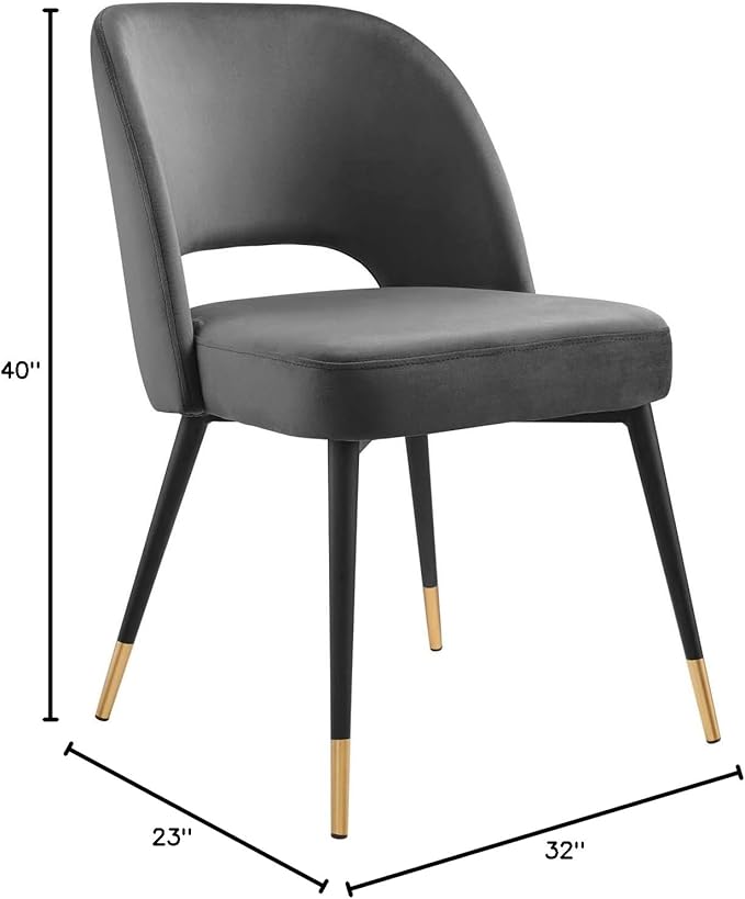 Modway Rouse Upholstered Velvet Side, 2 pcs - Dining Chairs, Charcoal