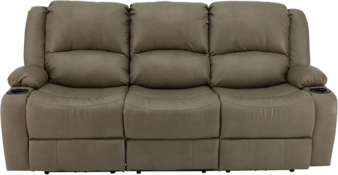 RecPro RV Recliner Charles 80" Powered Triple Wall Hugger | Drop Down Console | RV Furniture with 2023 Updated Fabric (Putty)
