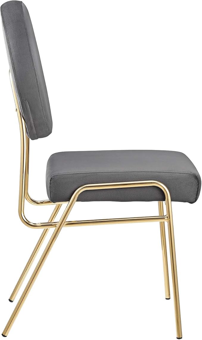 Modway Craft Performance Velvet Upholstered Side Dining Chair in Gold Gray