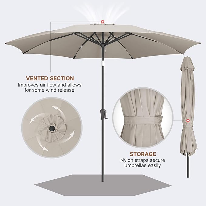 10 FT Outdoor Patio Umbrella - Table Umbrella Waterprool UV Protection, Sombrillas de Patio with Push Button Tilt, Sun Umbrella for Pool, Porch, Garden, Deck, Backyard (Taupe)