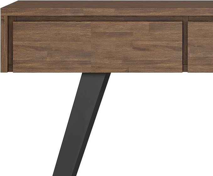 SIMPLIHOME Lowry SOLID ACACIA WOOD and Metal 60 Inch Wide Modern Industrial Console Sofa Table in Rustic Natural Aged Brown, For the Living Room, Entryway and Bedroom