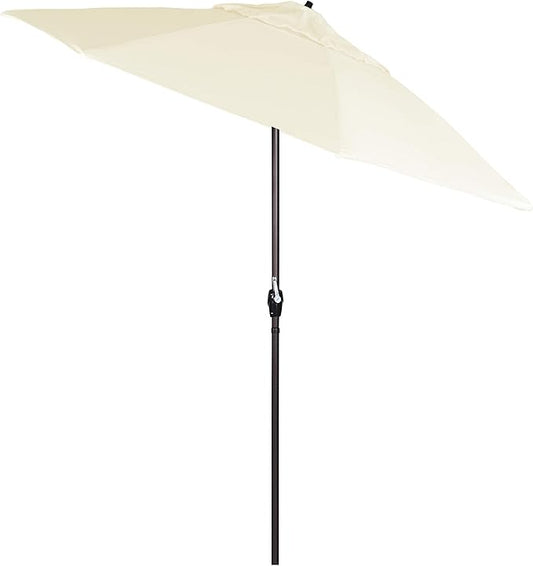 California Umbrella 7.5' Round Sunbrella Aluminum Outdoor Deck, Pool or Patio Umbrella, Crank Lift, Auto Tilt, Bronze Pole, Canvas