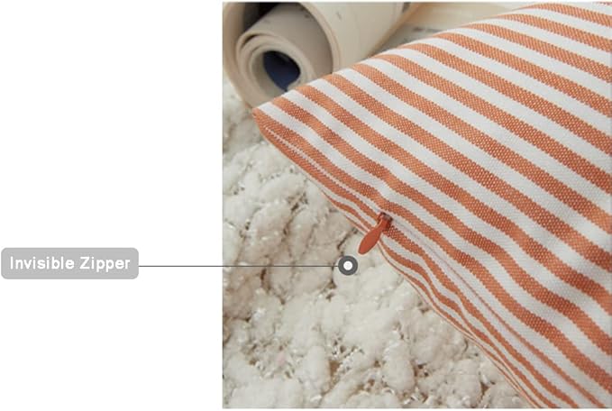 HOPLEE Orange Fall Pillow Covers 24x24 Farmhouse Throw Pillow Cover Cushion Cover with Buffalo Plaid, Solid Orange, Striped and Gingham Plaid Design 24x24 inches,4 Pack