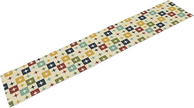 Mid Century Modern Table Runner Abstract Geometric Diamond Atomic Star Retro 1950S Dining Table Ruuner Home Kitchen Party Living Room Table Decoration 13x120in