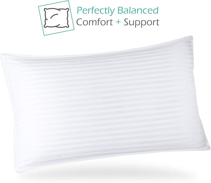 Nestl Bed Pillows for Sleeping - Down Alternative Sleep Pillows King Size Set of 2-100% Cotton Pillow with Polyester Fiber Filling - Soft and Fluffy Pillow 20x 36 Inches