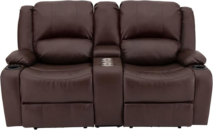 RecPro Charles 67" Powered Double RV Wall Hugger Recliner Sofa | Zero Wall Loveseat for Camper with Upgraded 2023 Fabric (Mahogany)