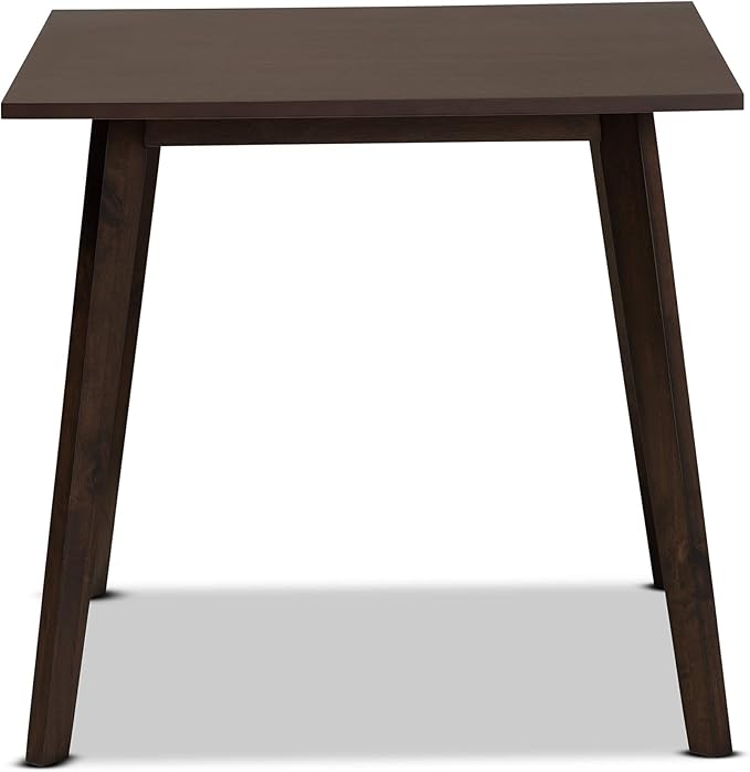 Baxton Studio Cavan Mid-Century Dining Table Dark Oak Brown Finished Square Wood Dining Table