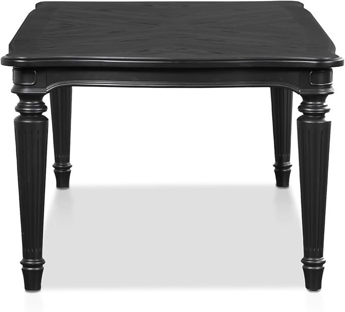 Furniture of America Seabliss Glam Solid Wood 84-inch Dining Table with Turned Fluted Legs, Seats up to 6, for Home, Kitchen, Living Room, Black
