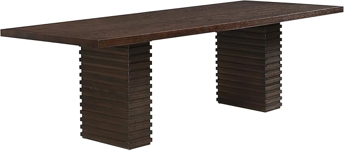 Christopher Knight Home Kaiya Modern Minimalist Wood Dining Table for 6-10 People, Rectangular Dining Room Table, Pedestal Kitchen Table, Ideal for Restaurant/Family Gatherings, Dark Brown
