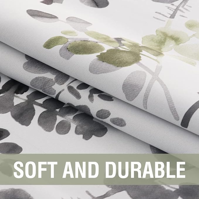 H.VERSAILTEX Floral Curtains for Living Room Darkening 63 Inch Long Bedroom Curtains Thermal Insulated Curtains Grommet Top Window Curtains, 2 Panels, Vintage Classical Floral Printing Grey and Sage