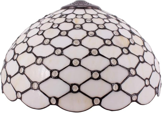 Tiffany Lamp Shade Replacement W16H7 Inch Stained Glass Crystal Pear Bead Lampshade Fit For Table Lamps FLoor Lamp Ceiling Fixture (3 Hooks)Pendant Hanging Light S005 WERFACTORY Home Office Decoration