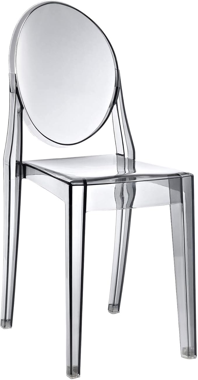 Modway Casper Modern Acrylic Stacking Kitchen and Dining Room Chair in Smoke - Fully Assembled
