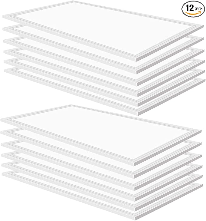 2x4 LED Flat Panel Light,12 Pack,7800LM LED Ceiling Light Fixture,0-10V Dimmable,5000K Daylight White Recessed Edge-Lit Troffer Fixture,ETL Certificated,110-277V AC
