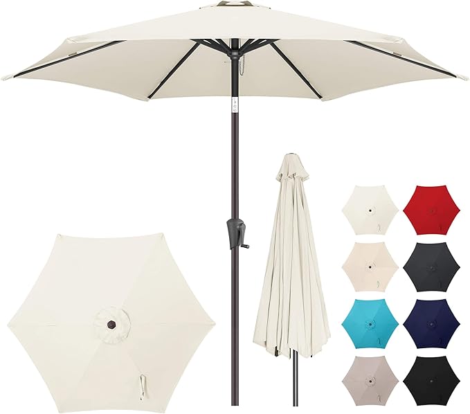 7.5FT Outdoor Patio Umbrella - Table Umbrella Waterprool UV Protection, Sombrillas de Patio with Push Button Tilt, Sun Umbrella for Pool, Porch, Garden, Deck, Backyard (Ivory)