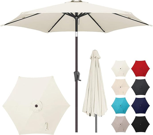 7.5FT Outdoor Patio Umbrella - Table Umbrella Waterprool UV Protection, Sombrillas de Patio with Push Button Tilt, Sun Umbrella for Pool, Porch, Garden, Deck, Backyard (Ivory)
