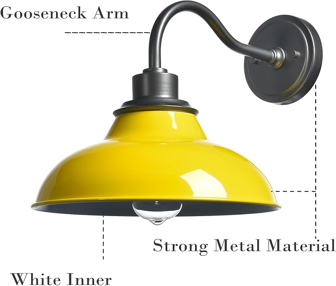 HYDELITE Wall Sconce Yellow Wall Light Fixture Modern Sconces Wall Lighting for Bedroom Bathroom Living Room Kitchen Hallway Indoor Gooseneck