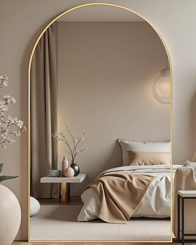 71"x30" Extra Large Full Length Mirror - Freestanding Floor Mirror with Anti-Tip Base, Shatterproof Glass for Bedroom, Living Room, Entryway (Gold)