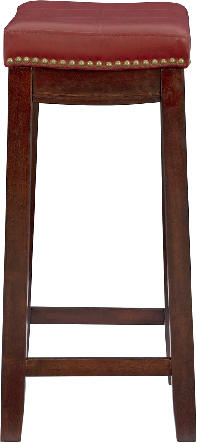 Linon Claridge Red Counter Stool, 26" x 18" x 12.75"