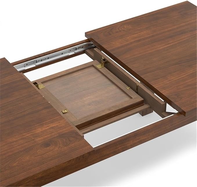 SIMPLIHOME Wilson Dining Table - 60 inch Wide Solid Wood Walnut Veneer Extendable Table, Transitional Style for Dining Room or Kitchen with Thick, Straight Legs and Butterfly Leaf, Seats 8