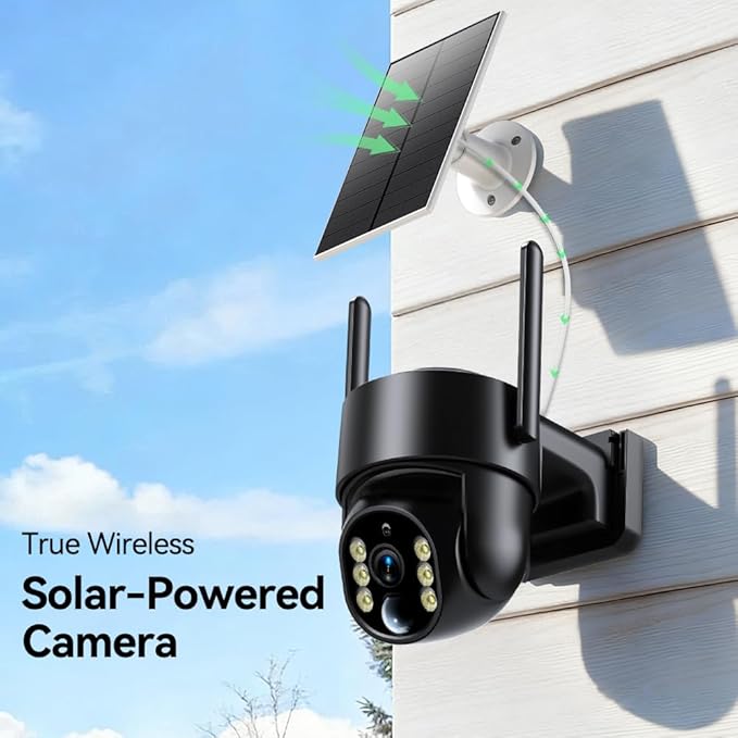Solar Security Cameras Wireless Outdoor, 5G&2.4GHz Cameras for Home Security, 2K Solar Outdoor Camera, Color Night Vision, AI Human Detection, 2-Way Talk, Siren Alarms (Two)