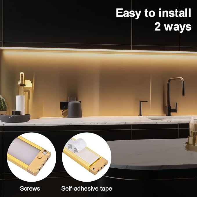 4pack 7inch Dimmable LED Kitchen Light Kit, 2700-6000K Smart Closet Cabinet Lighting Fixture APP Control, Compatible with Alexa, Google Assistant, for Under Counter, Garage, Pantry (Gold)