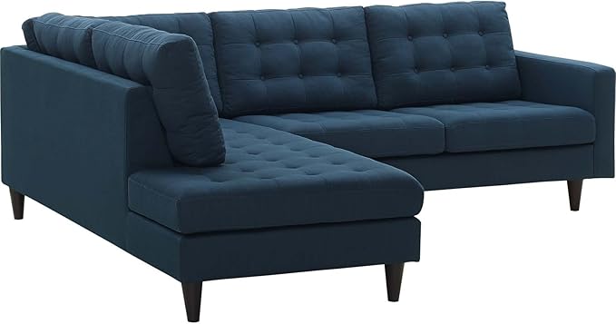 Modway EEI-2798-AZU Empress Mid-Century Modern Upholstered Fabric Left-Facing Sectional Sofa in Azure