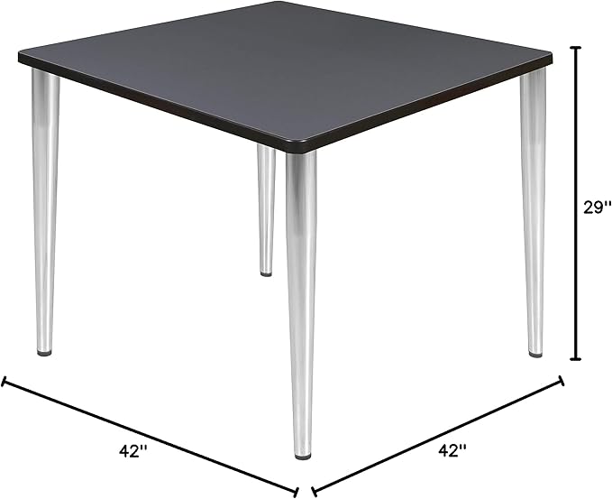 Regency Kahlo 42 in. Square Breakroom Table- Grey Top, Chrome Tapered Legs