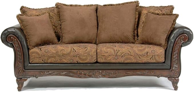 Roundhill Furniture San Marino 2-Tone Fabric Loveseat, Chocolate