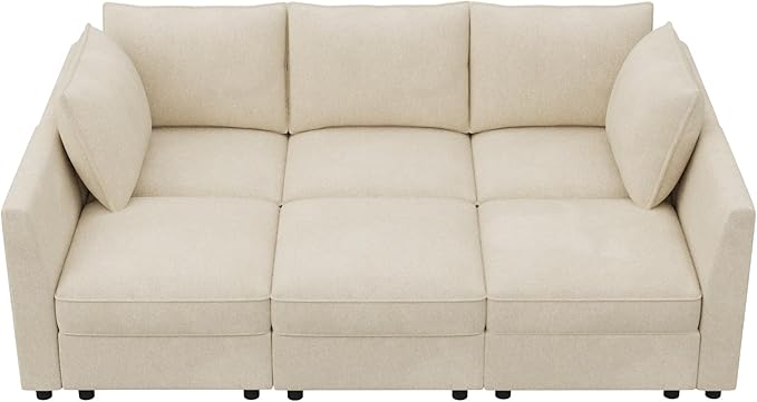 HONBAY Modular Sofa Sectional Sleeper Couch with Storage Modular Couch Convertible Couches for Living Room - Beige