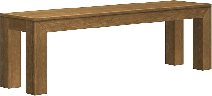 Plank+Beam 60 Inch Dining Bench for Dining Room, Bench for 72 Inch Table Kitchen Dining Seat, Wooden Outdoor Bench, Solid Wood Entryway Bench, Pecan Wirebrush
