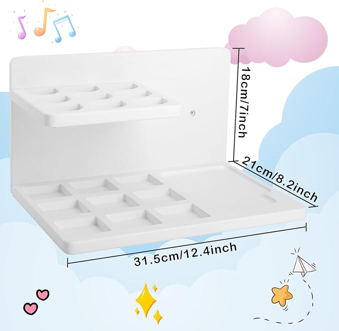 Wall Shelf Compatible with Little Tikes for Story Dream Machine Books Starter Set, for Little Tikes for Storytime Audio Play Real for Littles Character Storage Floating Shelves Blue (White)